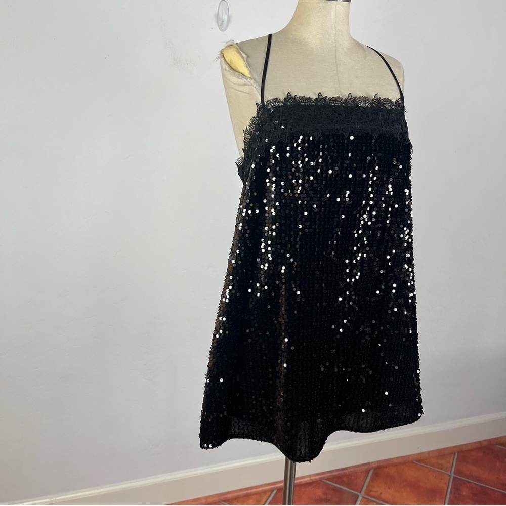 Free People That Girl Sequin Slip in Black - Picture 3 of 8
